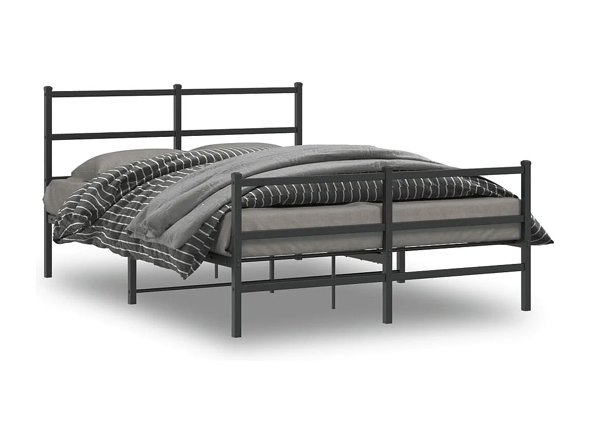 Cama com cabeceira e pés 135x190 cm metal preto PT852783