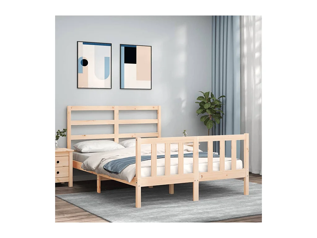 Bedframe met hoofdbord massief hout NL79793