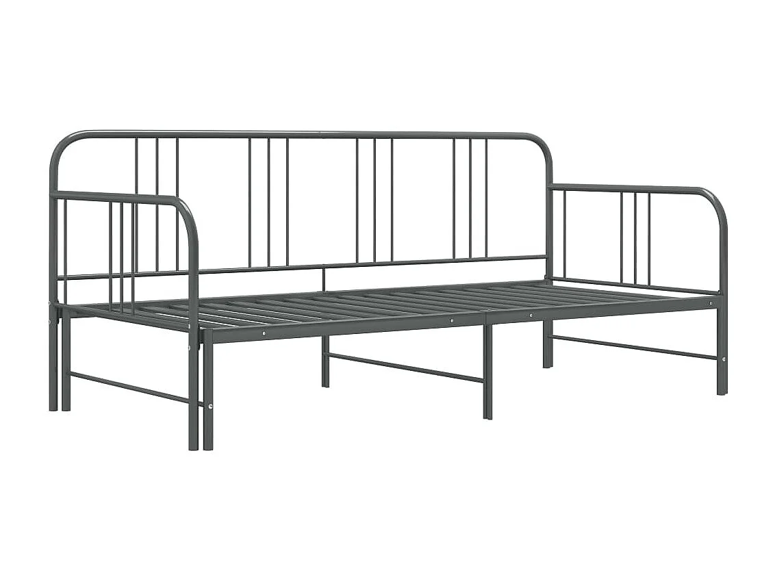 Cama -90x200 cm extraíble de metal gris YOE17680