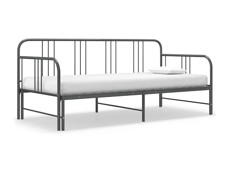 Cama -90x200 cm extraíble de metal gris YOE17680