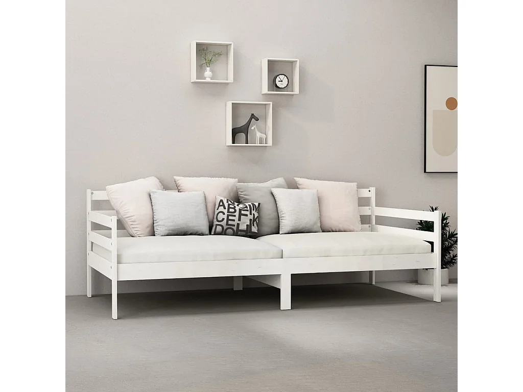 Tagesbett,Sofabett Weiß Kiefer Massivholz 90x200 cm -gkd84218