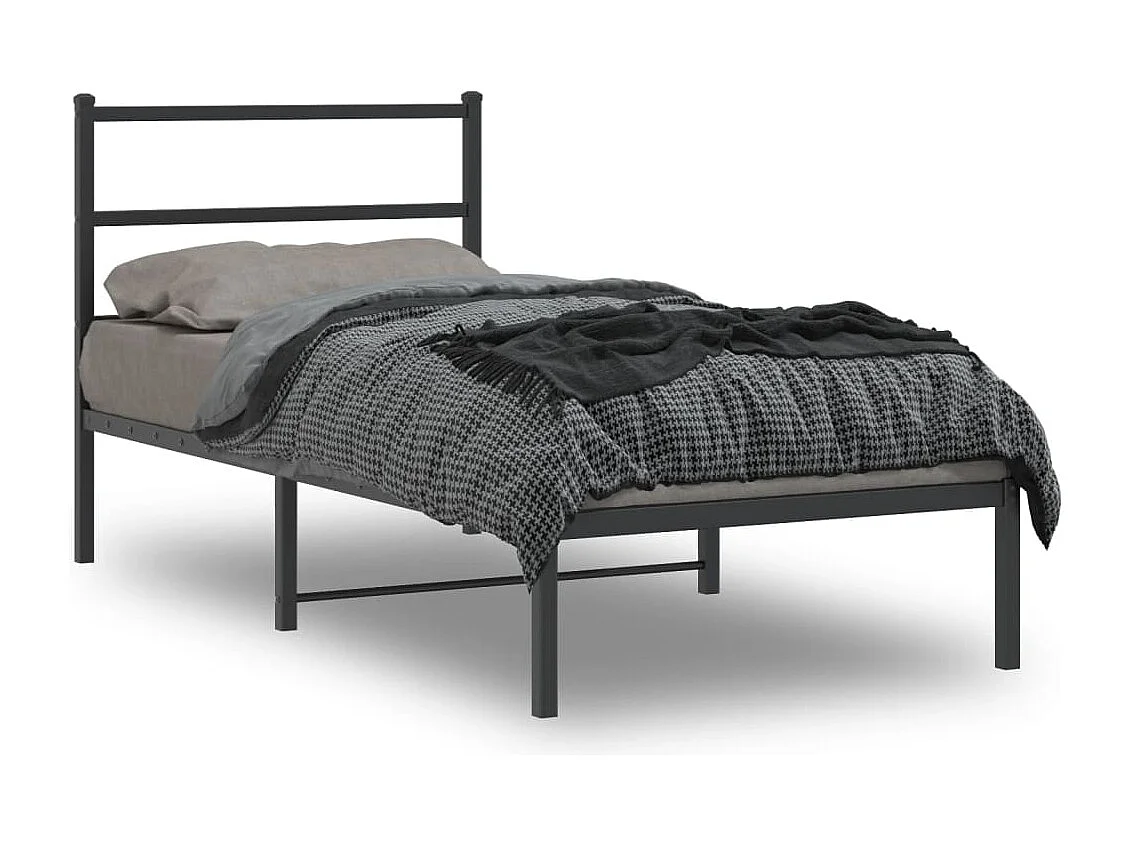 Cama com cabeceira 90x200 cm metal preto PT891239