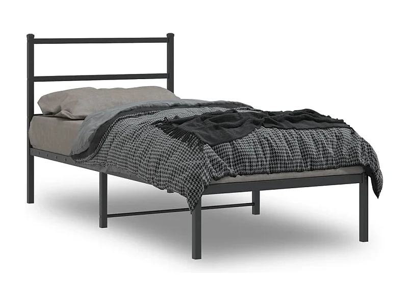 Cama -90x200 cm con cabecero metal negro YOE74935