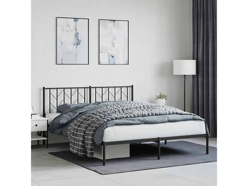 Cama -160x200 cm con cabecero metal negro YOE49249