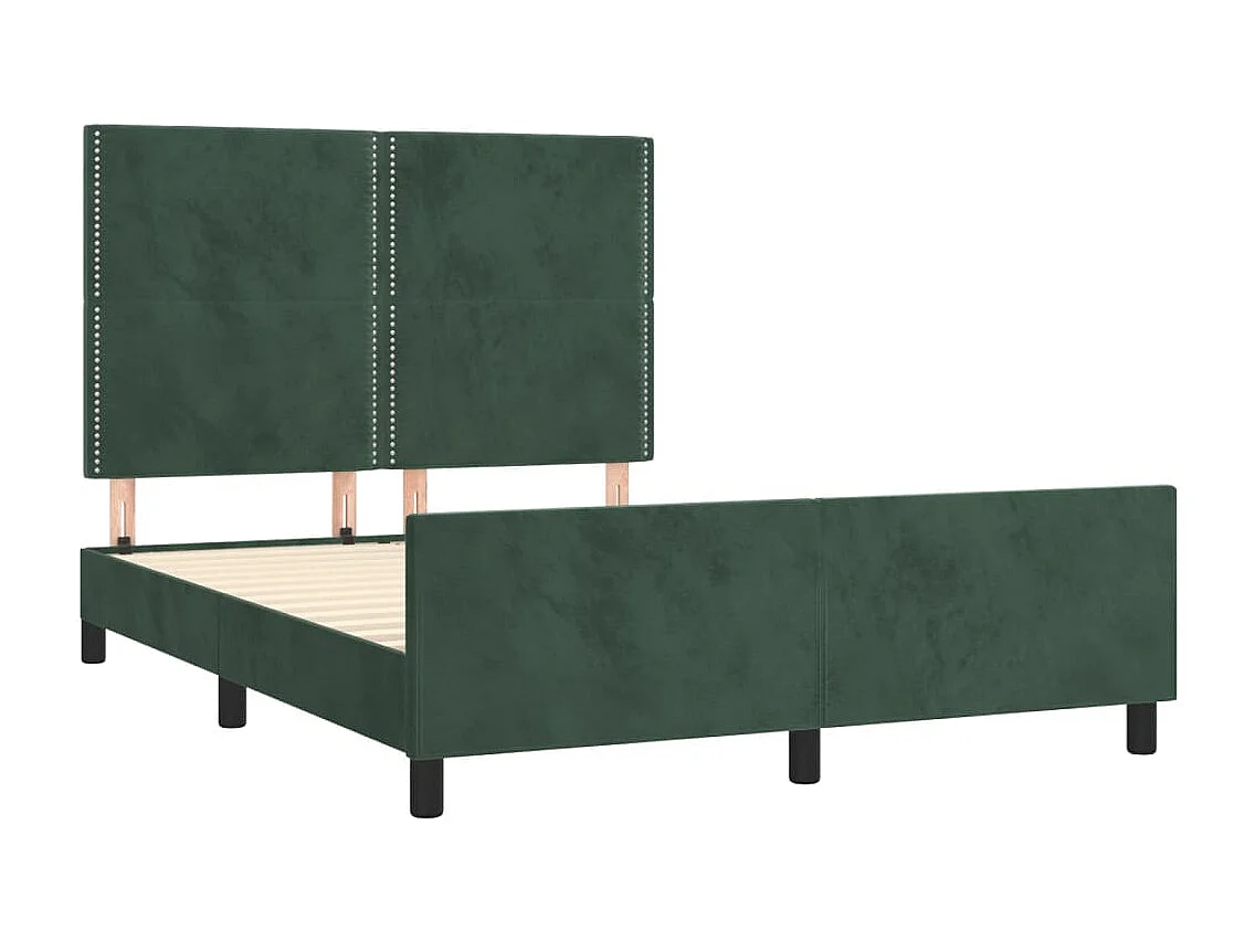Lit-140x200 cm + tête de lit Vert foncé Velours HOQW51154