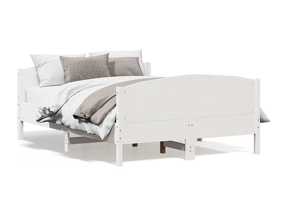 Cama com cabeceira 120x200 cm pinho maciço branco PT935581