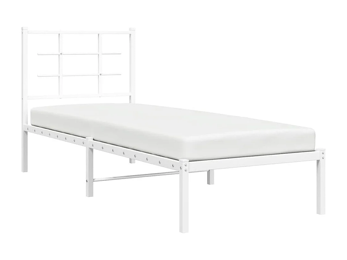 Cama -75x190 cm de metal con cabecero blanco YOE93615