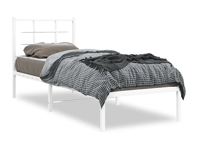 Bedframe met hoofdbord metaal wit 75 x 190 cm NL51647