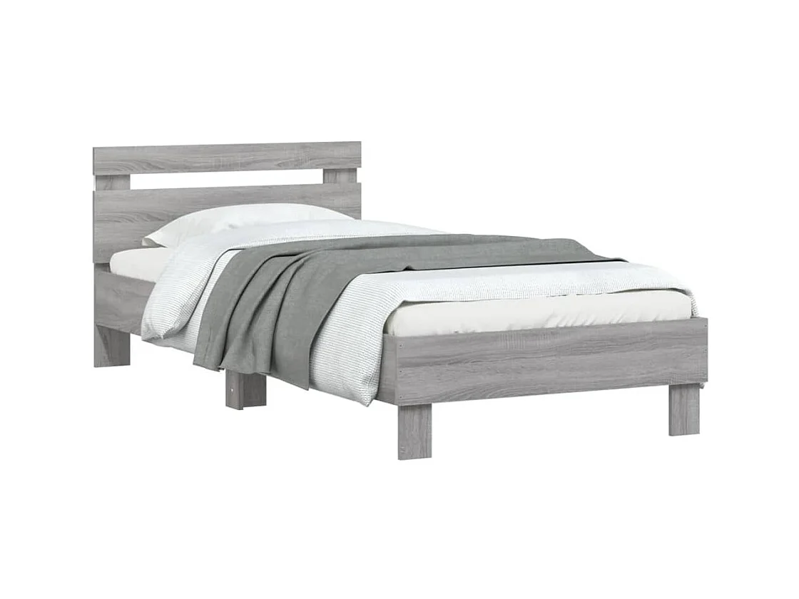 Lit-90x200 cm tête de lit et lumières LED sonoma gris HOQW84970