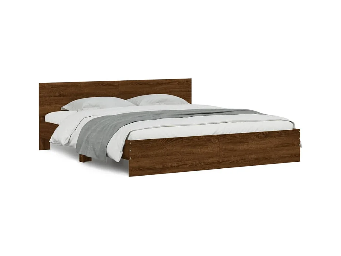 Lit-200x200 cm + tête de lit chêne marron HOQW62139