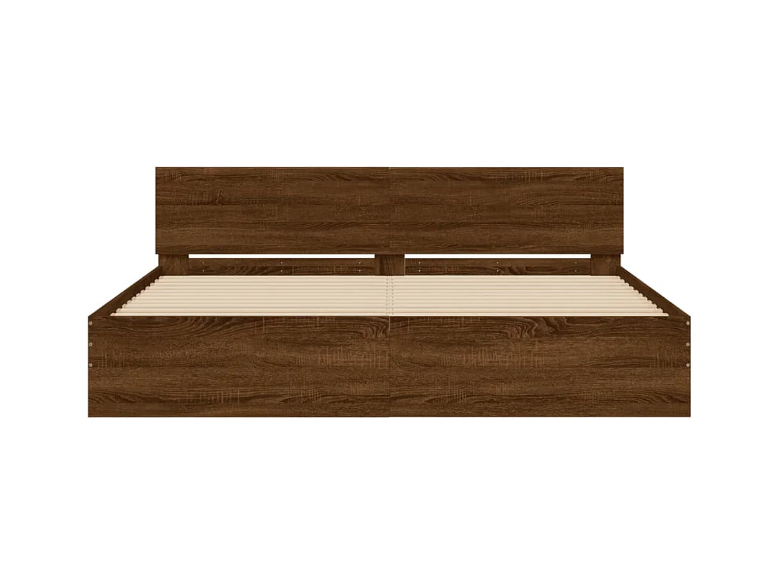Lit-200x200 cm + tête de lit chêne marron HOQW62139