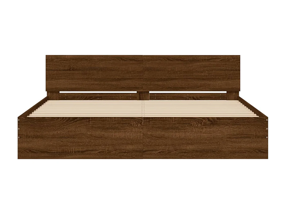 Lit-200x200 cm + tête de lit chêne marron HOQW62139