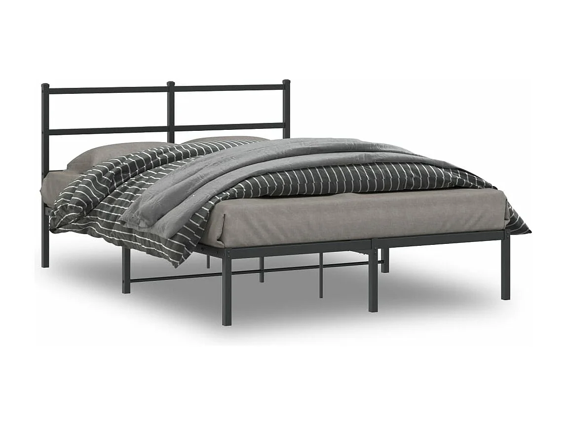 Cama com cabeceira 140x190 cm metal preto PT310953