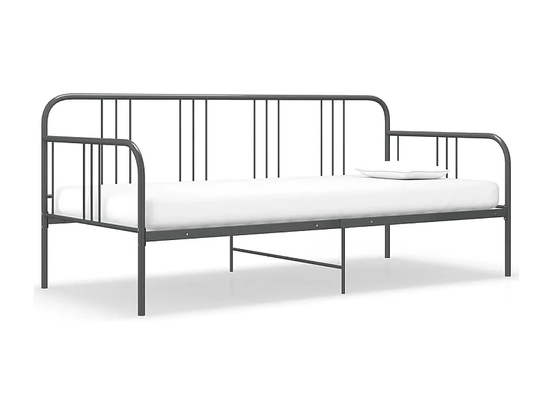 Cama de solteiro 90x200 cm metal cinzento PT874998