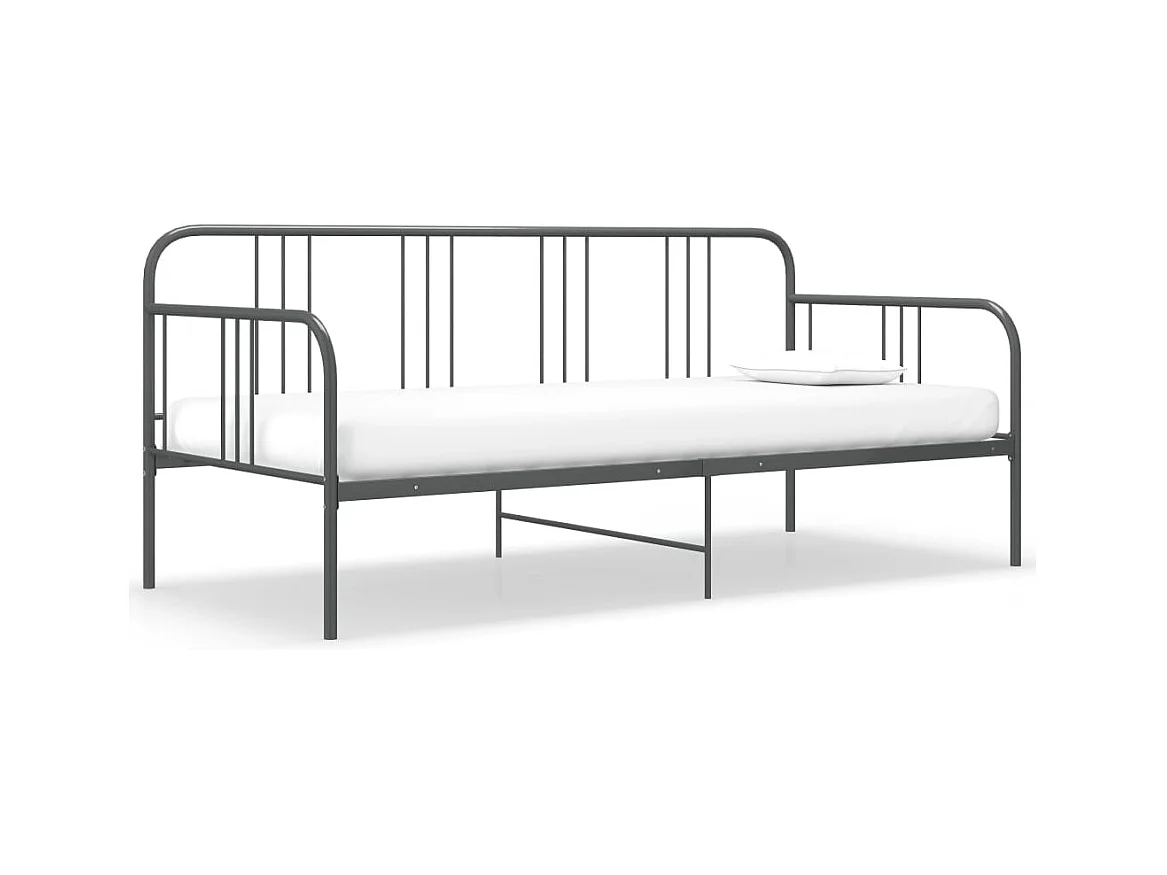 Lit-90x200 cm Gris Métal HOQW64906