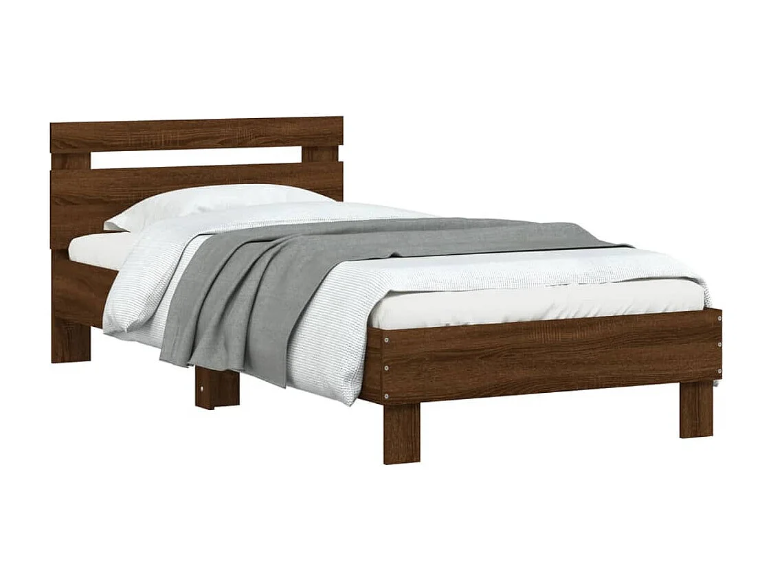 Cama c/ cabeceira derivados madeira carvalho castanho PT675364