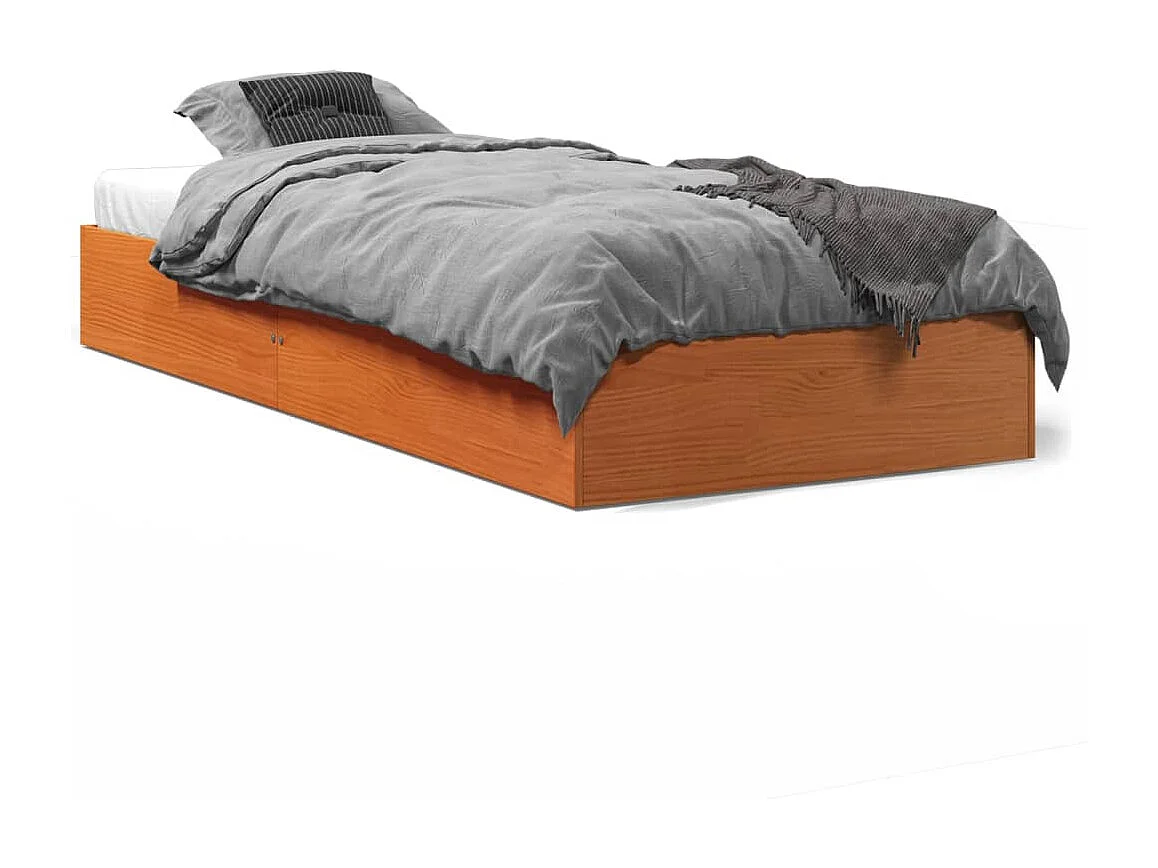 Lit-75x190 cm cire marron bois de pin massif HOQW53692