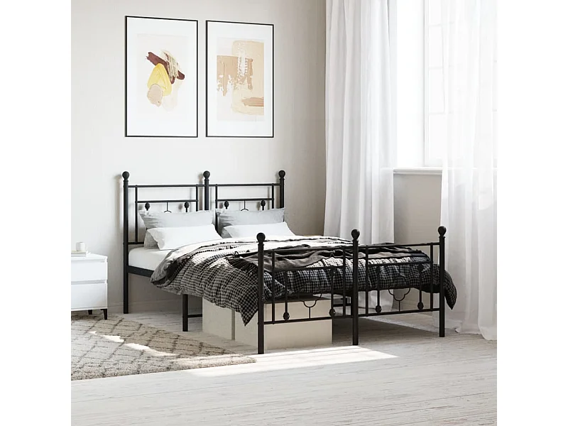 Cama com cabeceira e pés 120x190 cm metal preto PT131894