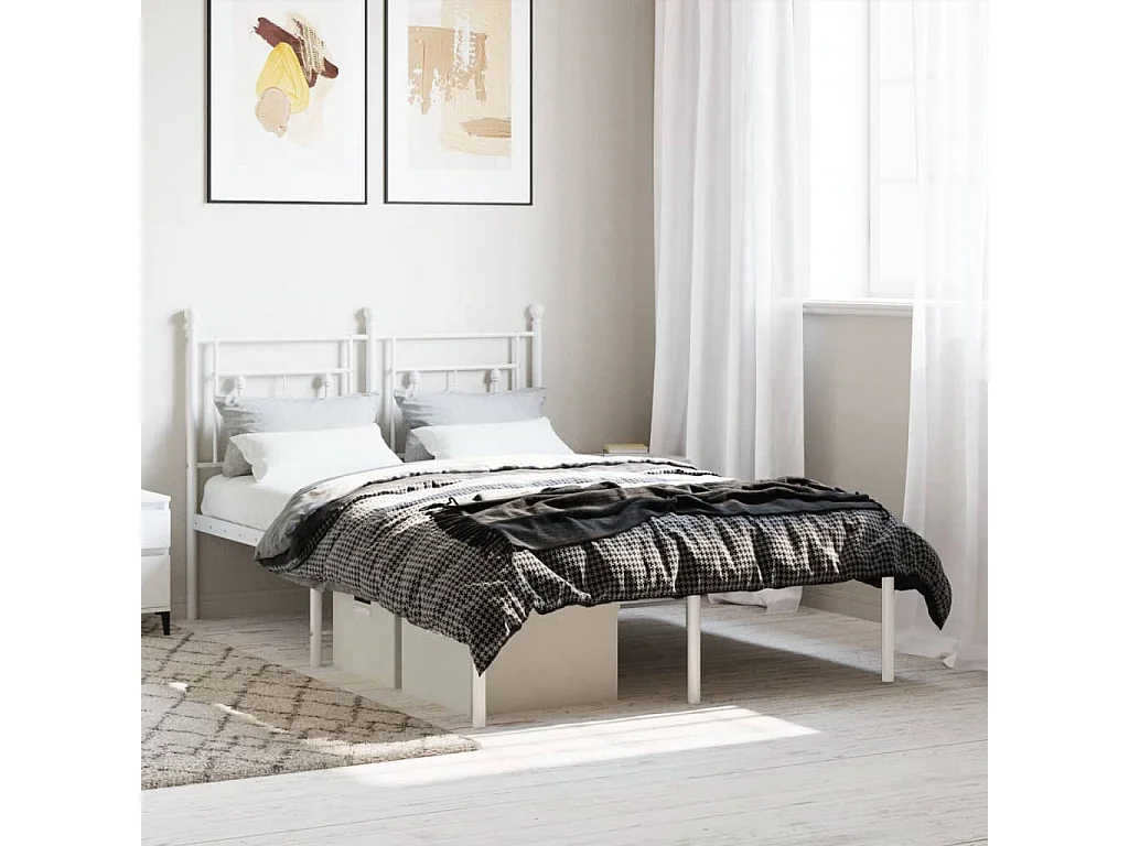 Cama -120x200 cm de metal con cabecero blanca YOE31649