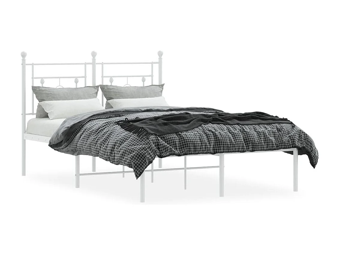 Cama -120x200 cm de metal con cabecero blanca YOE31649