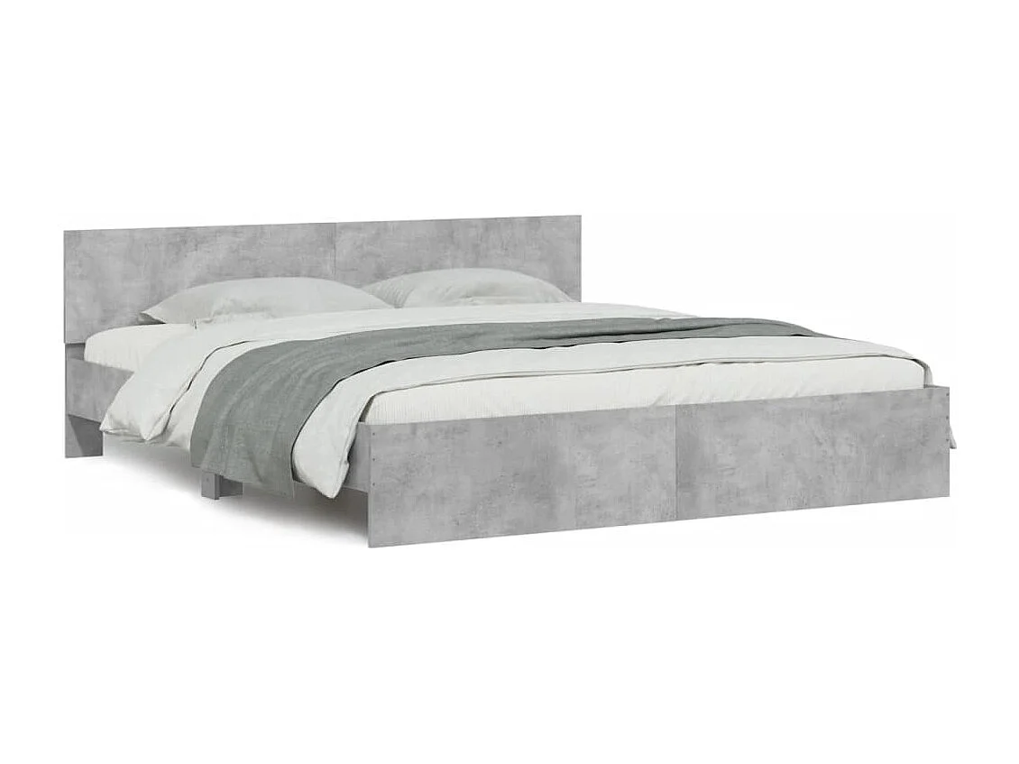 Cama -180x200 cm cabecero y luces LED gris hormigón YOE20637