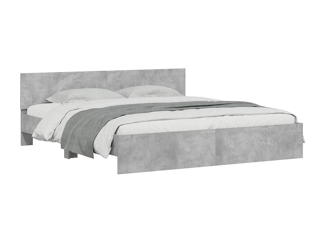 Cama -180x200 cm cabecero y luces LED gris hormigón YOE20637