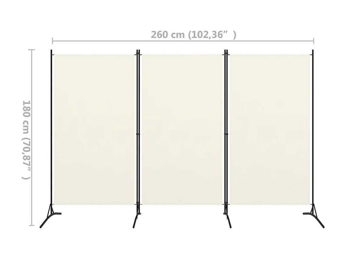Paravent 3 panneaux Blanc crème 260x180 cm   WVGQ9886