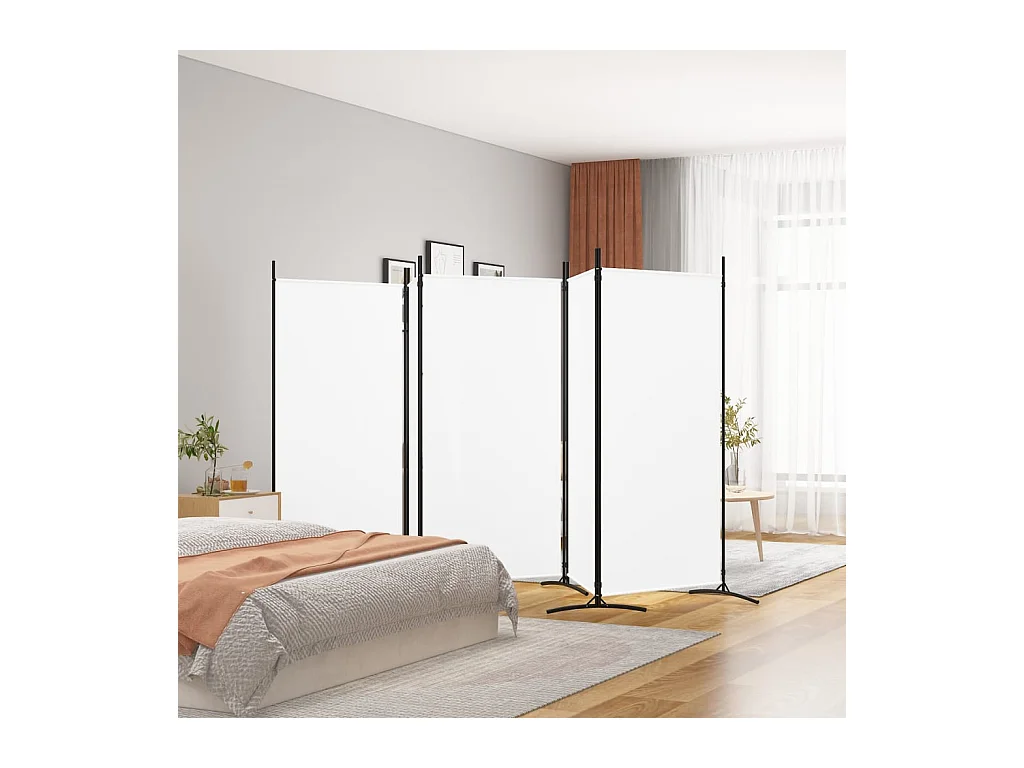 Paravent 5 panneaux Blanc 433x180 cm Tissu WVGQ4172