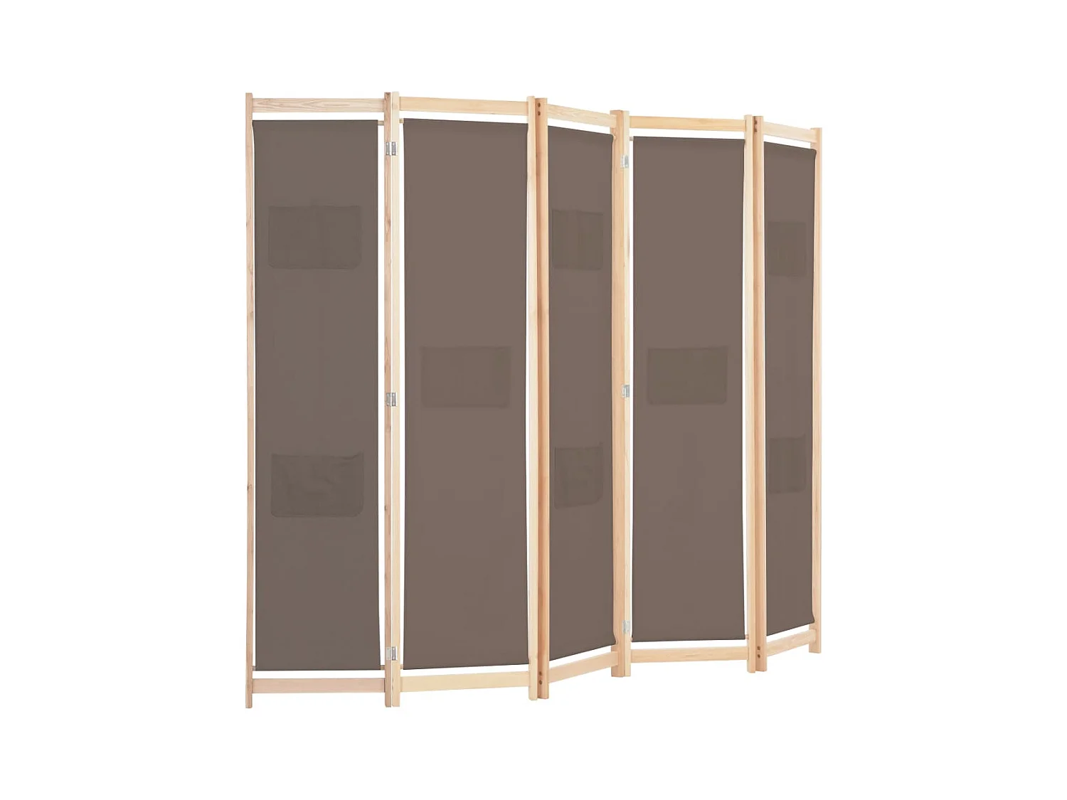 Biombo divisor de 5 paneles de tela marrón 200x170x4 cm ES236538