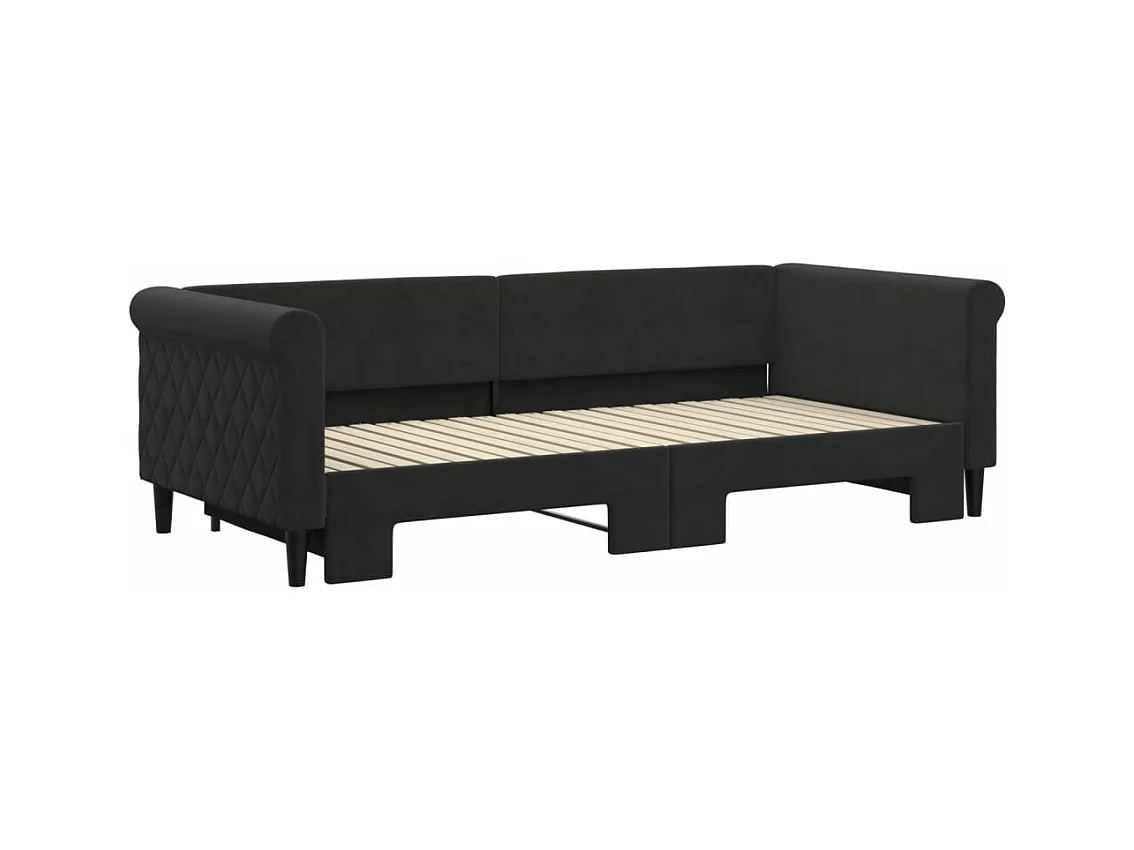 Cama nido terciopelo negro 90x200 cm ES971538