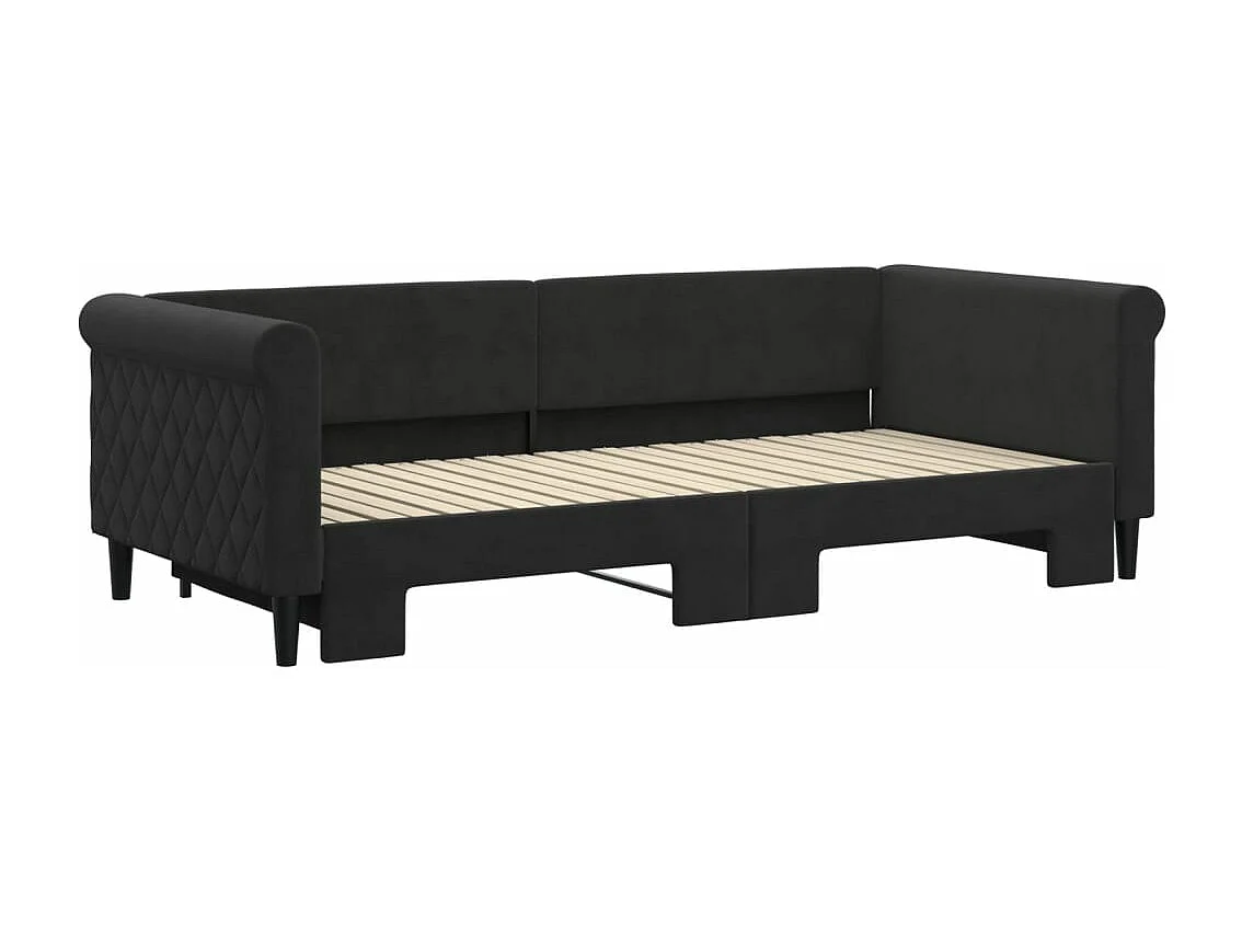Lit gigogne noir 90x200 cm velours WVGQ9433
