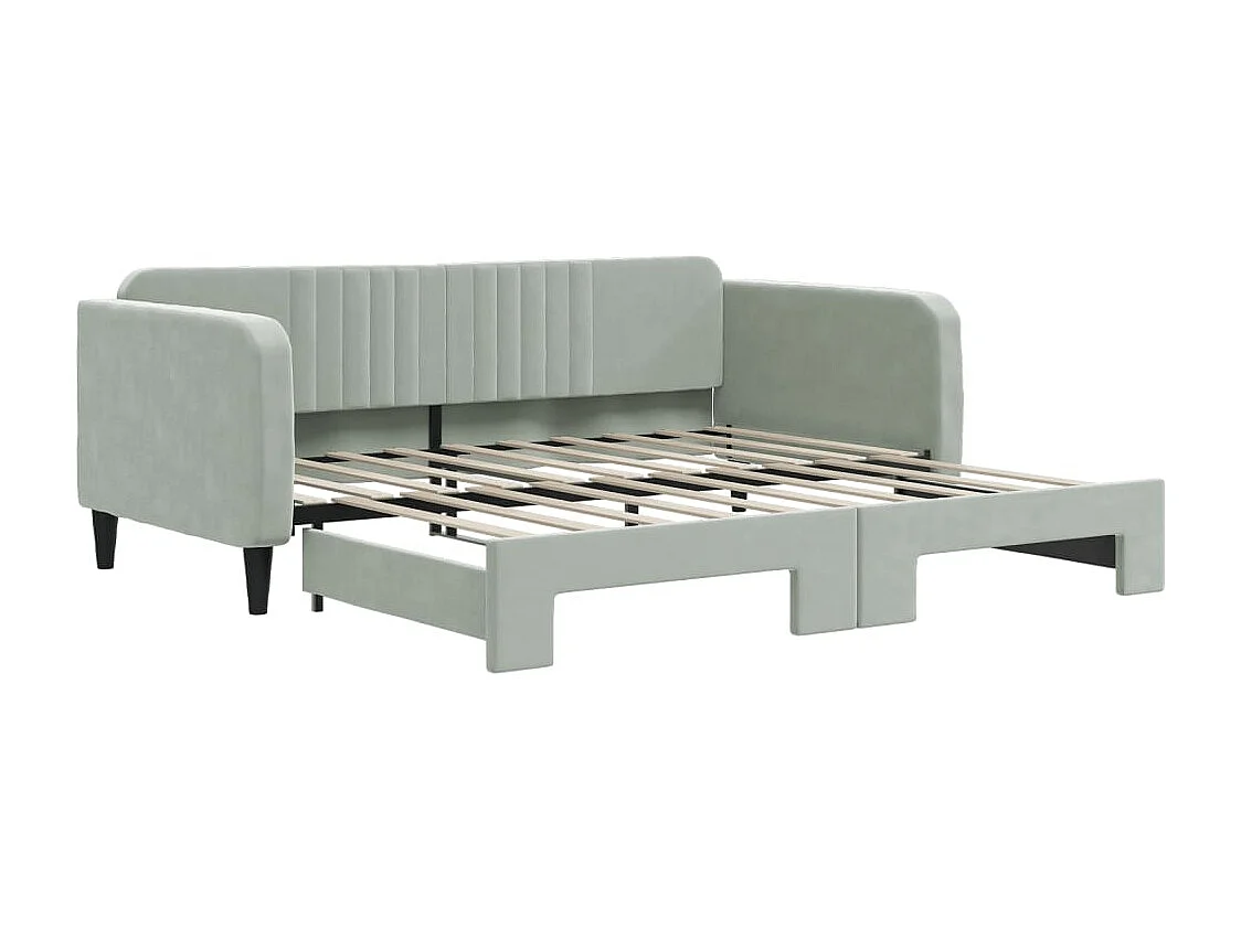 Lit gigogne gris clair 90x190 cm velours WVGQ4199