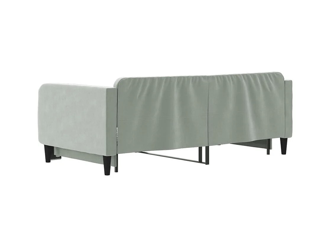 Slaapbank met onderschuifbed 90x190 cm fluweel lichtgrijs NL45378