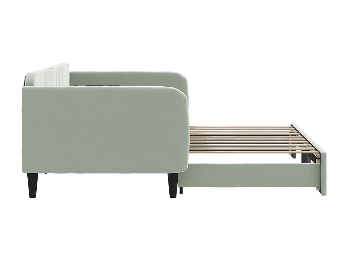 Tagesbett Ausziehbar,Ausziehbett Hellgrau 90x190 cm Samt -gkd17918