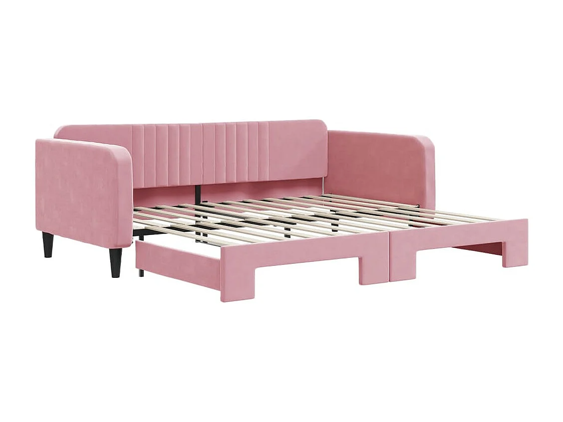 Lit gigogne rose 100x200 cm velours WVGQ1001