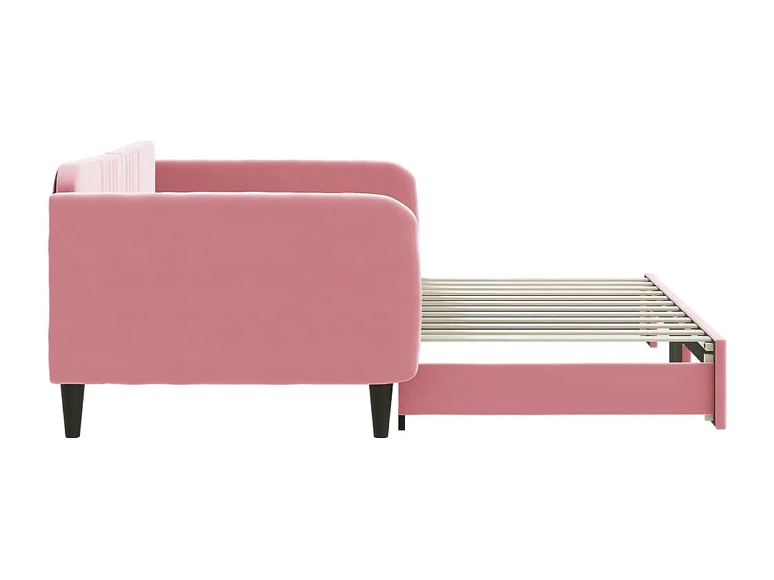 Lit gigogne rose 100x200 cm velours WVGQ1001