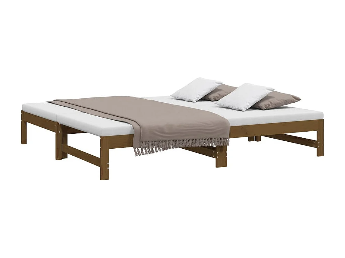 Cama dupla 2x(90x190)cm pinho maciço castanho PT335177