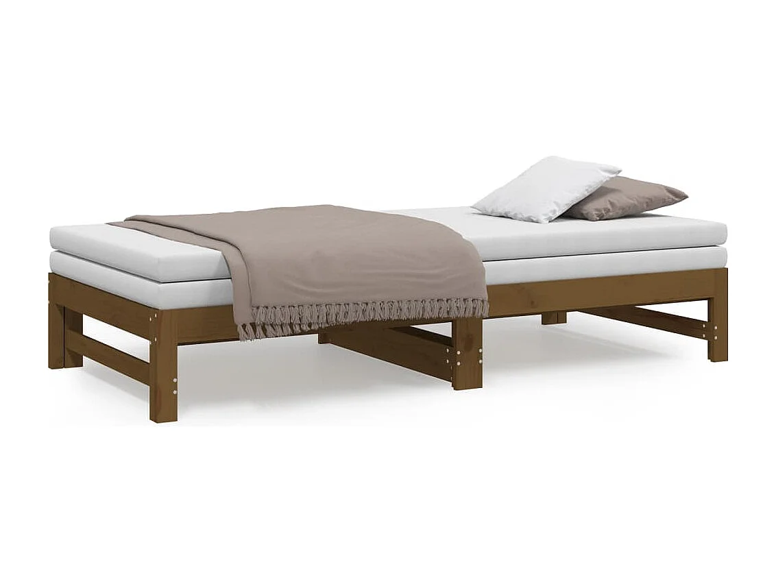 Cama dupla 2x(90x190)cm pinho maciço castanho PT335177