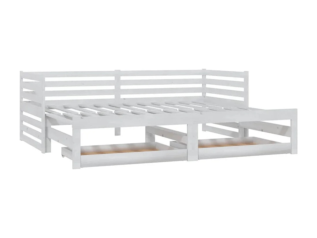 Lit gigogne 2x(90x200) cm Blanc Bois de pin massif HOQW84851