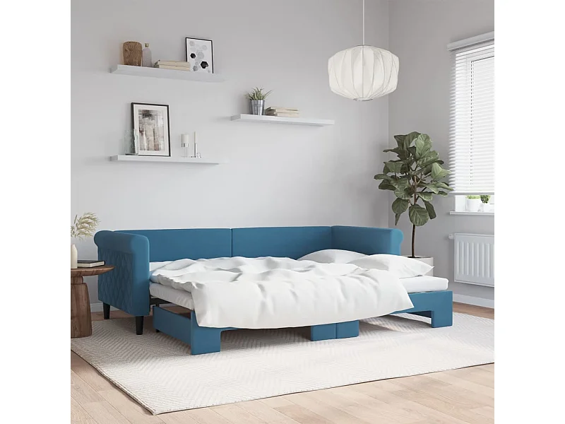 Cama nido terciopelo azul 80x200 cm ES524890