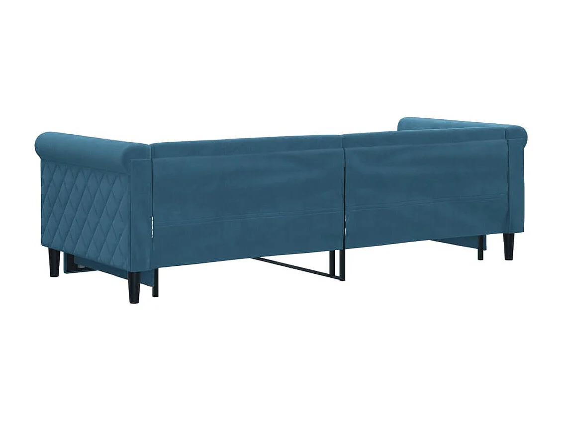 Cama dupla com gavetão 80x200 cm veludo azul PT659008