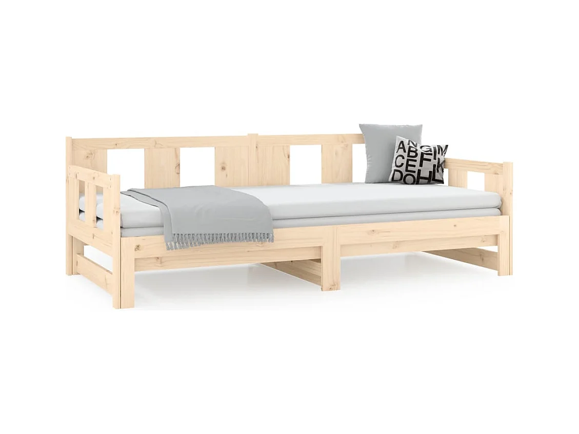 Tagesbett Ausziehbar,Ausziehbett Massivholz Kiefer 2x(90x190) cm -gkd54763