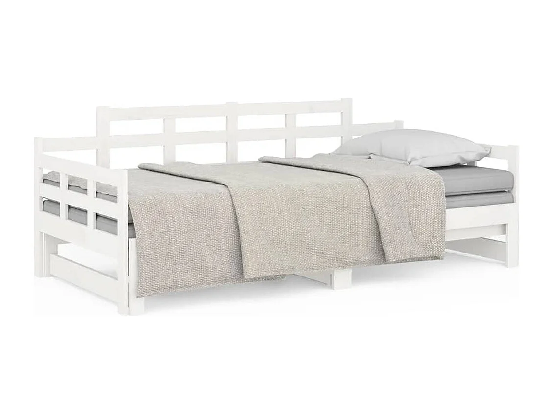Tagesbett Ausziehbar,Ausziehbett Weiß Massivholz Kiefer 2x(80x200) cm -gkd38752