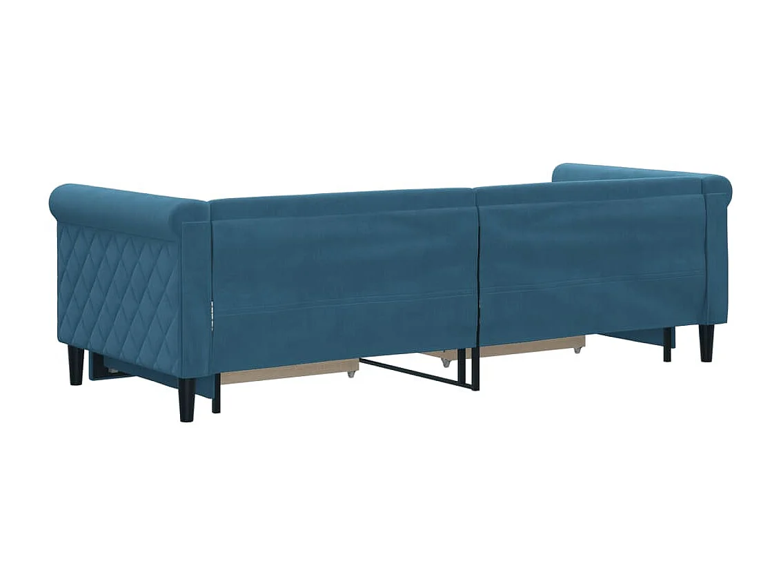 Cama nido con cajones terciopelo azul 80x200 cm ES798961