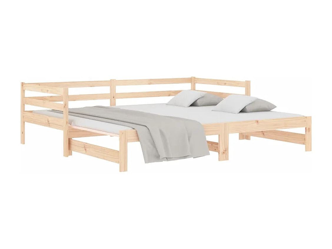 Slaapbank uitschuifbaar massief grenenhout 2x(90x190) cm NL80626