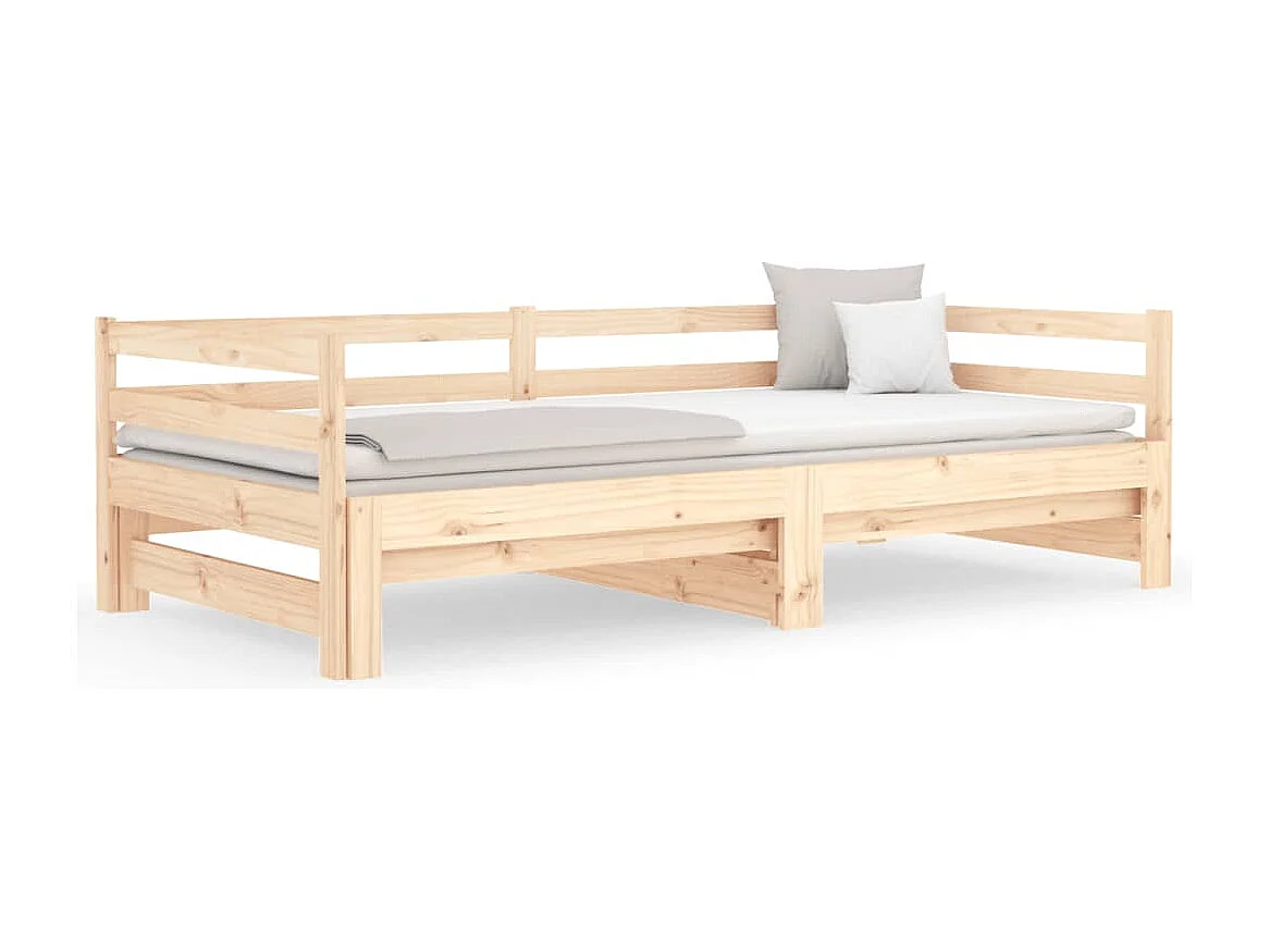 Slaapbank uitschuifbaar massief grenenhout 2x(90x190) cm NL80626