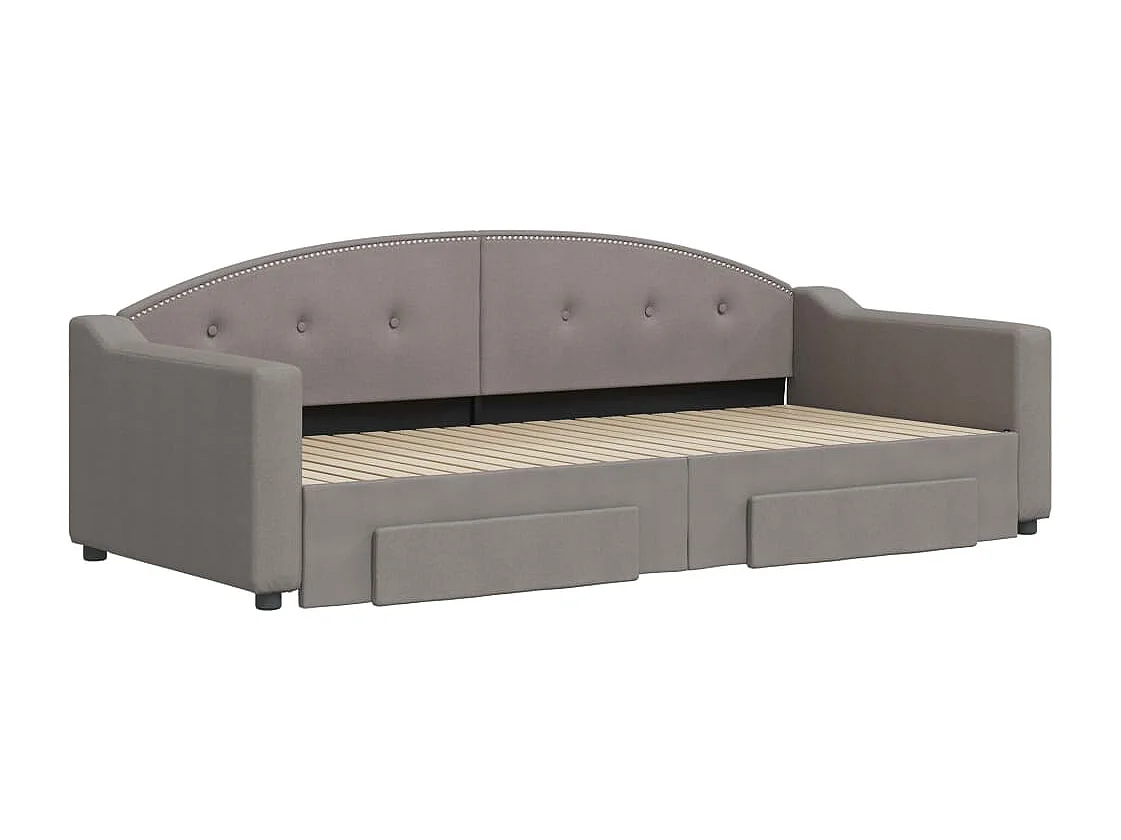 Cama dupla/gavetas 90x200 cm tecido cinza-acastanhado PT587754