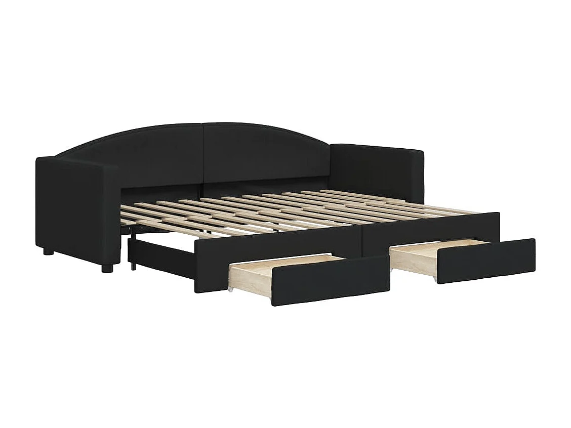 Cama nido con cajones tela negro 80x200 cm ES470483