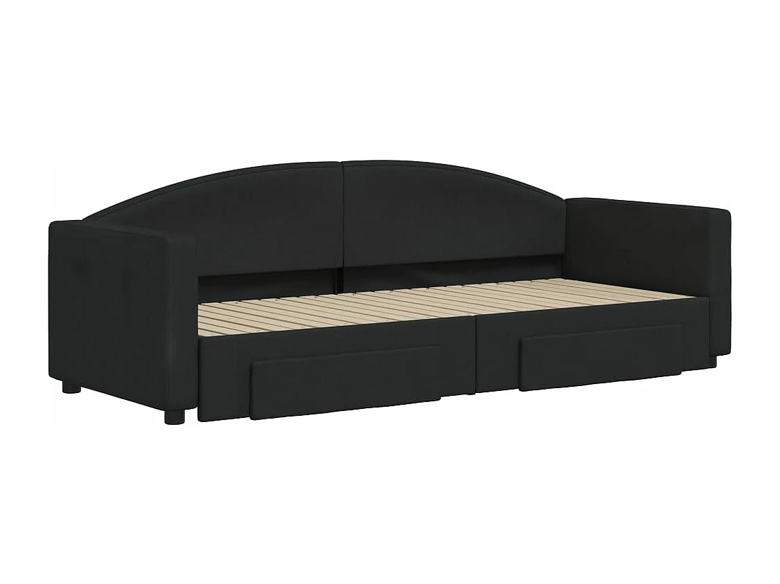 Cama nido con cajones tela negro 80x200 cm ES470483