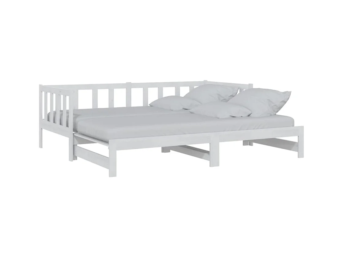 Lit gigogne Blanc 2x(90x200) cm Bois de pin massif HOQW84069